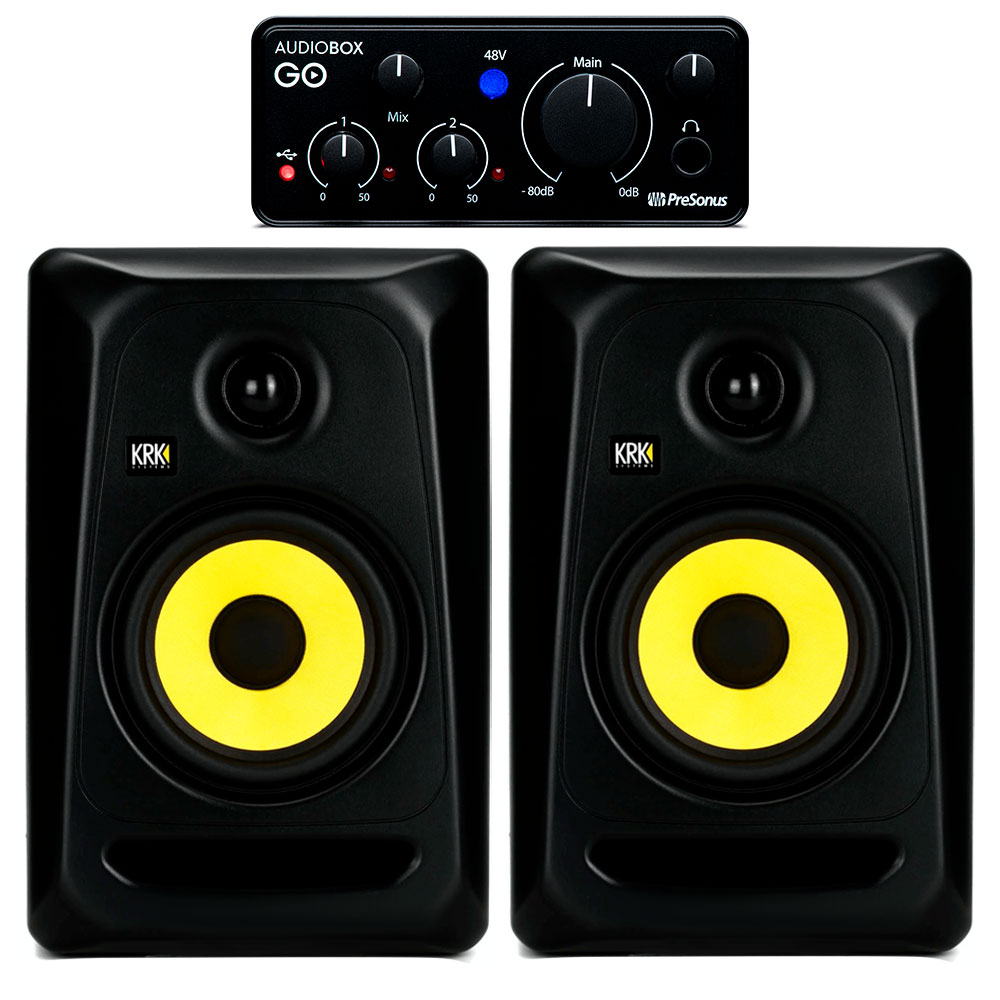 KRK Classic 5 Monitores de Estudio (Par), Presonus Audiobox Go Intefaz de Audio
