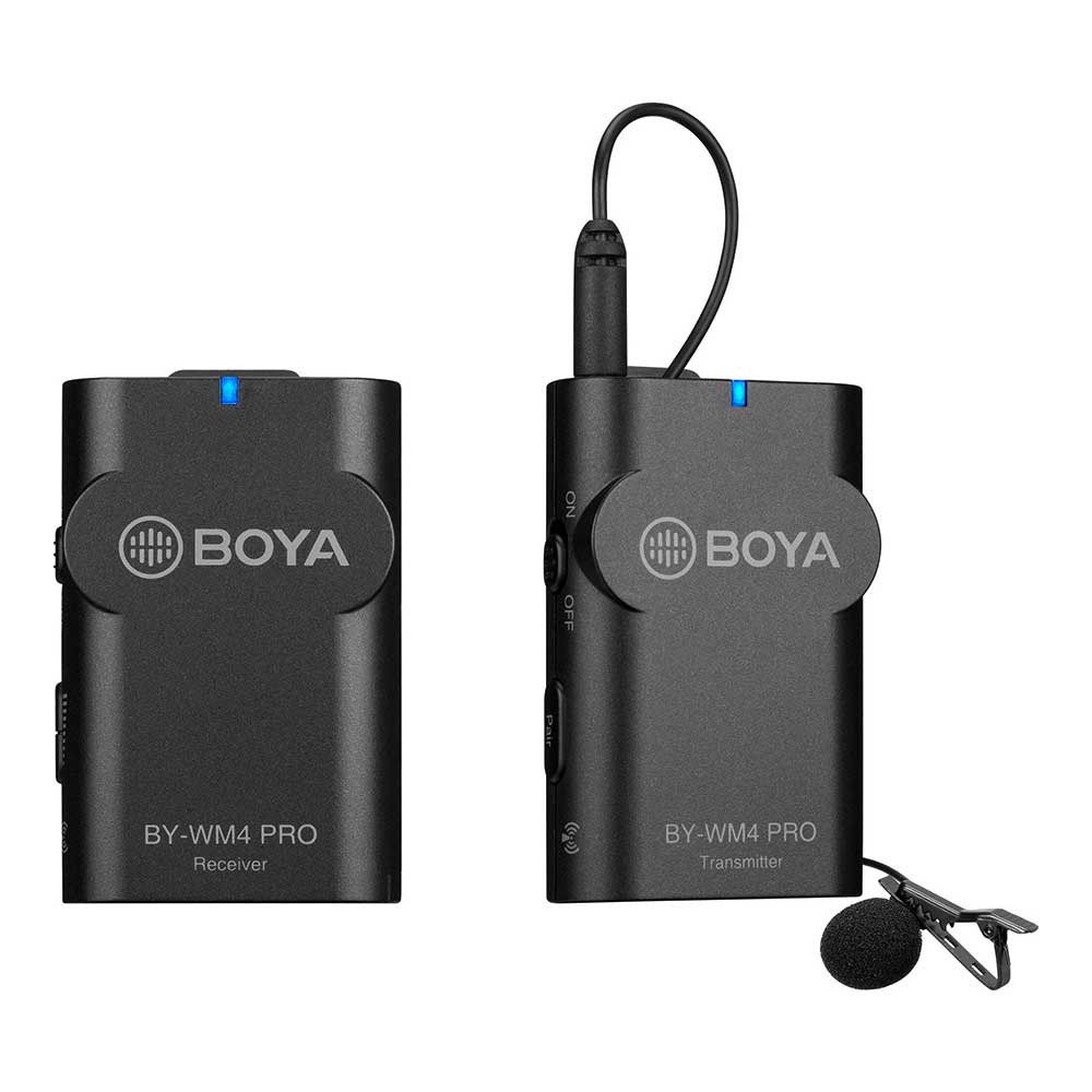BOYA BY-WM4 PRO Sistema de Micrófono Inalámbrico Omni Lavalier para Montaje en Cámara Digital (2,4 GHz)